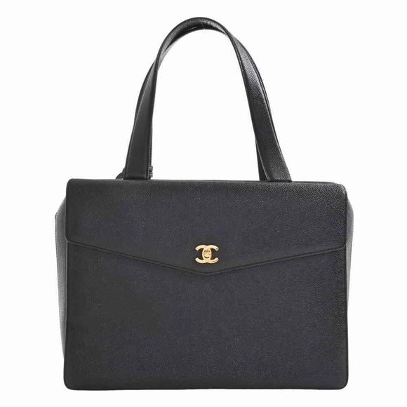 CHANEL Handbags - Chanel Caviar Skin Turn Lock Here Mark Business Bag Briefcase Black